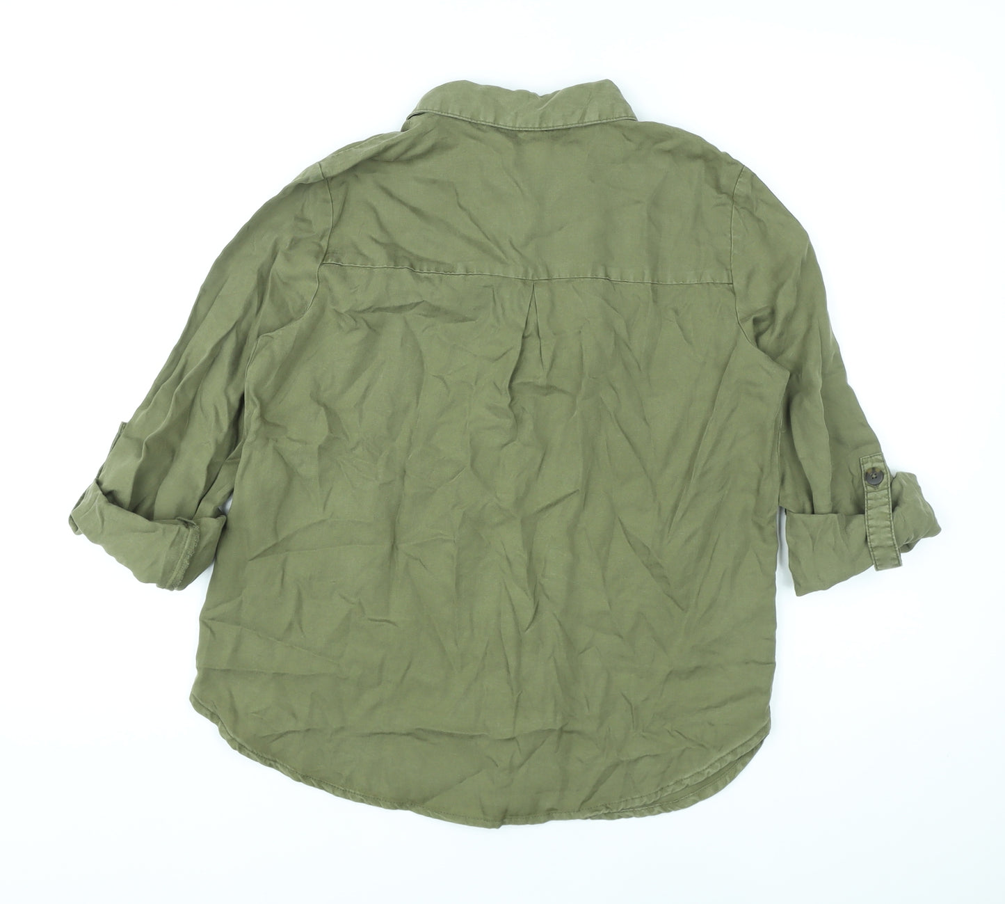 Only Womens Green Lyocell Basic Button-Up Size XS Collared