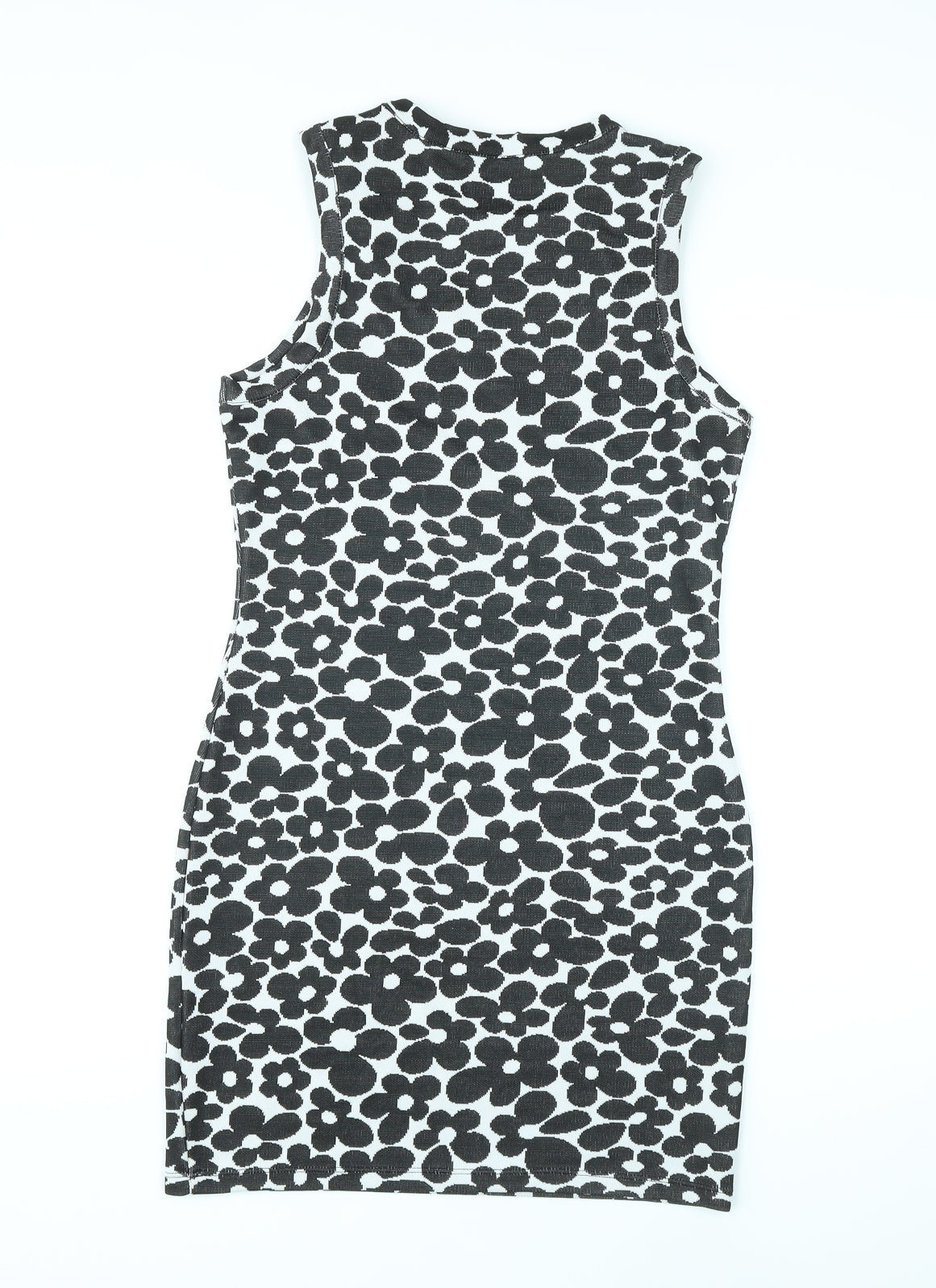 Divided by H&M Womens Black Floral Polyester Bodycon Size M Round Neck Pullover