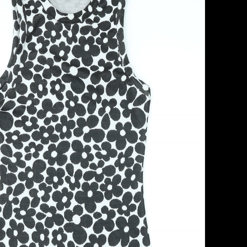 Divided by H&M Womens Black Floral Polyester Bodycon Size M Round Neck Pullover