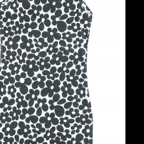 Divided by H&M Womens Black Floral Polyester Bodycon Size M Round Neck Pullover