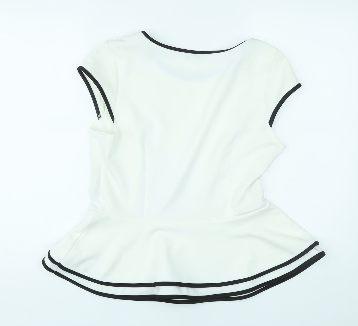 Roman Womens White Polyester Basic Blouse Size 14 Round Neck