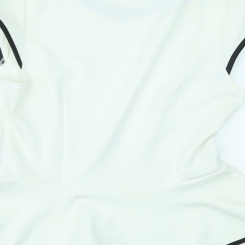 Roman Womens White Polyester Basic Blouse Size 14 Round Neck