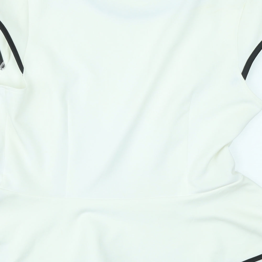 Roman Womens White Polyester Basic Blouse Size 14 Round Neck