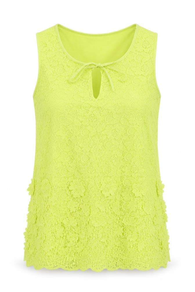 Next Womens Yellow Geometric Cotton Basic Tank Size 8 Round Neck