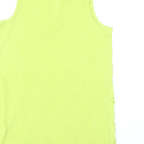 NEXT Womens Yellow Geometric Cotton Basic Tank Size 8 Round Neck