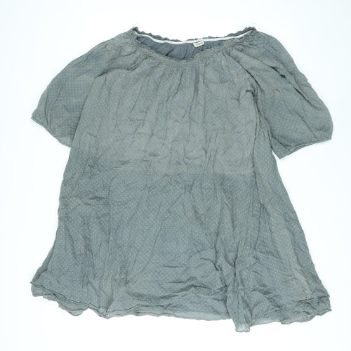 Seasons Womens Grey Polka Dot Cotton A-Line Size L Round Neck Pullover