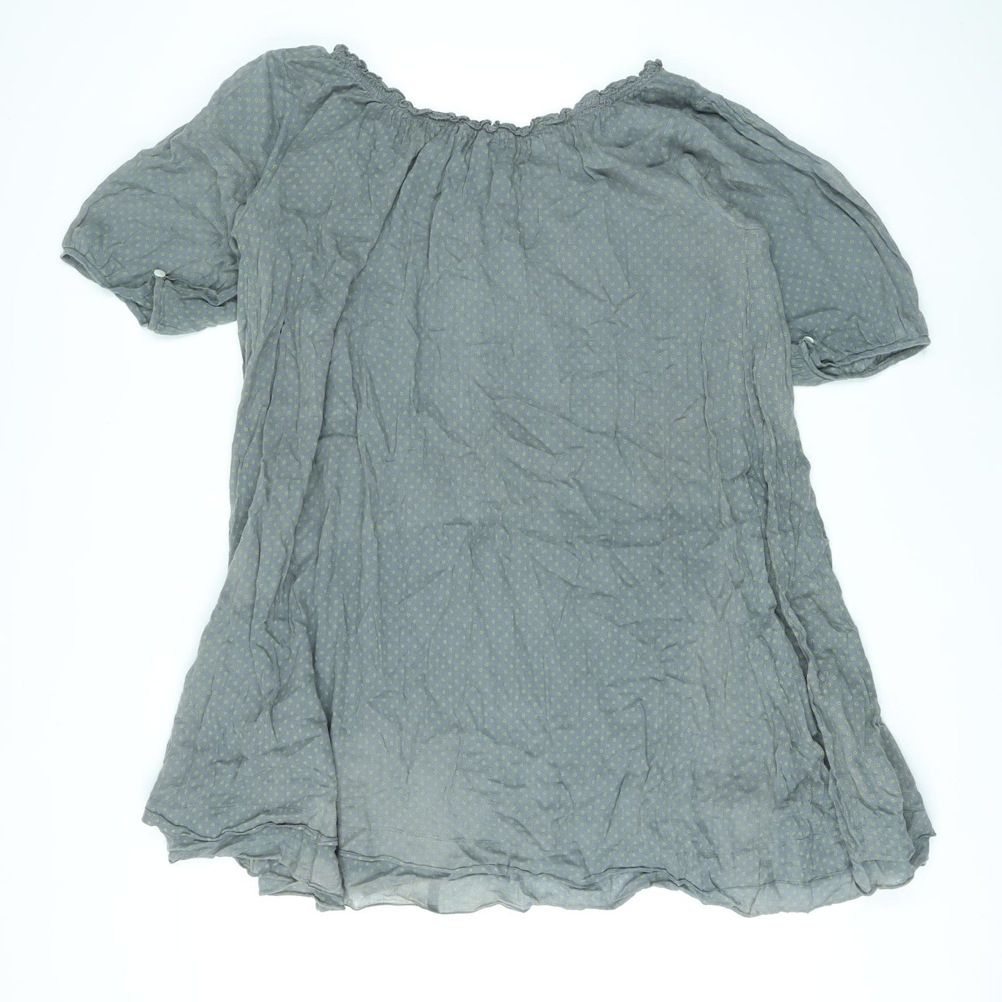 Seasons Womens Grey Polka Dot Cotton A-Line Size L Round Neck Pullover