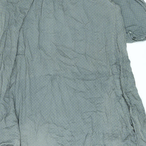 Seasons Womens Grey Polka Dot Cotton A-Line Size L Round Neck Pullover