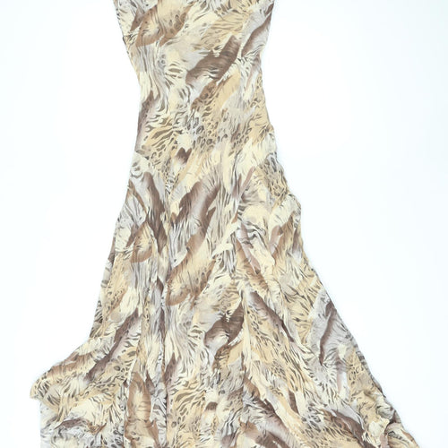 Per Una Womens Brown Animal Print Viscose A-Line Size 10 V-Neck Pullover - Leopard and Tiger Print