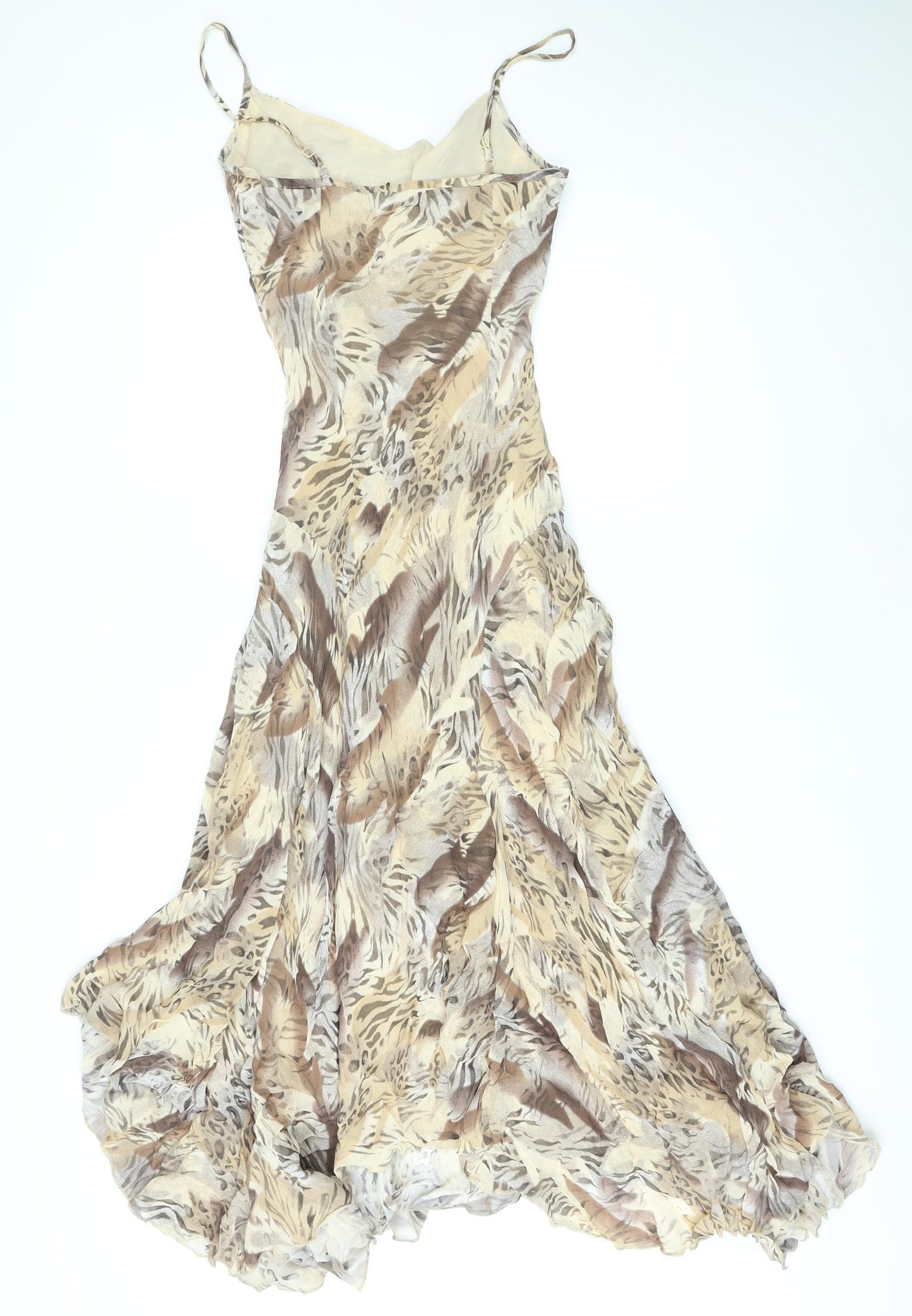 Per Una Womens Brown Animal Print Viscose A-Line Size 10 V-Neck Pullover - Leopard and Tiger Print
