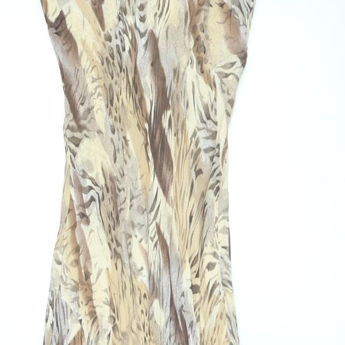 Per Una Womens Brown Animal Print Viscose A-Line Size 10 V-Neck Pullover - Leopard and Tiger Print