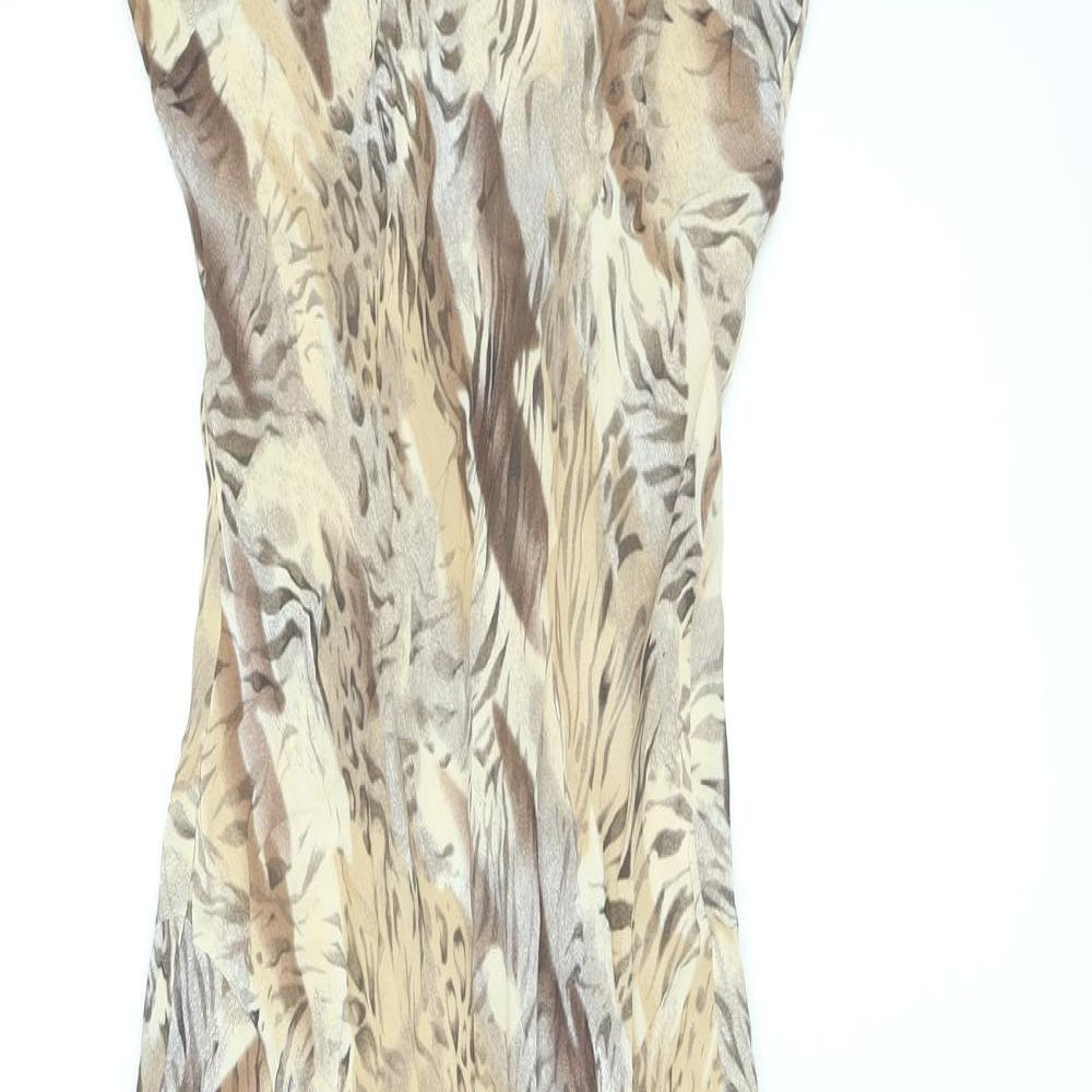 Per Una Womens Brown Animal Print Viscose A-Line Size 10 V-Neck Pullover - Leopard and Tiger Print