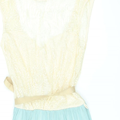 Miss Selfridge Womens Blue Polyester A-Line Size 10 Round Neck Pullover