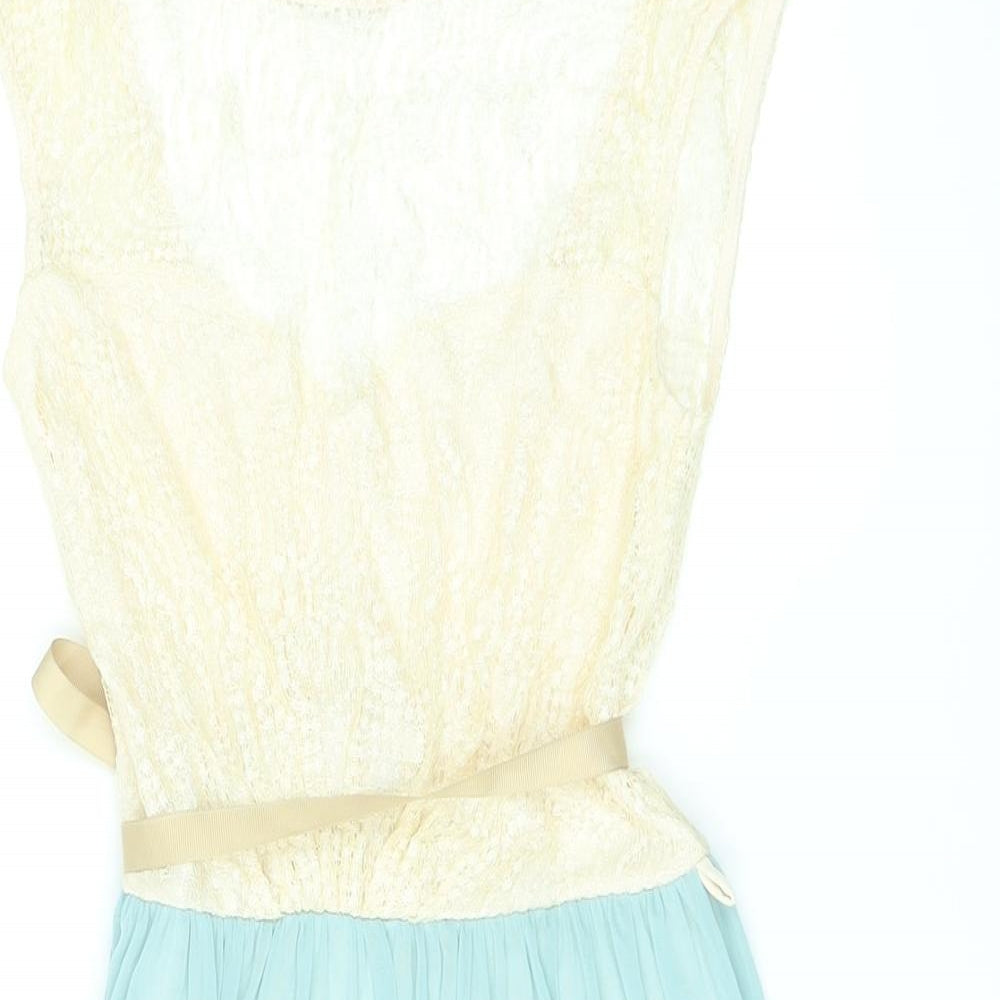 Miss Selfridge Womens Blue Polyester A-Line Size 10 Round Neck Pullover