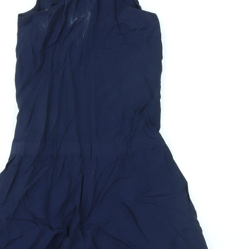 Warehouse Womens Blue Vinyl Playsuit One-Piece Size 8 Zip