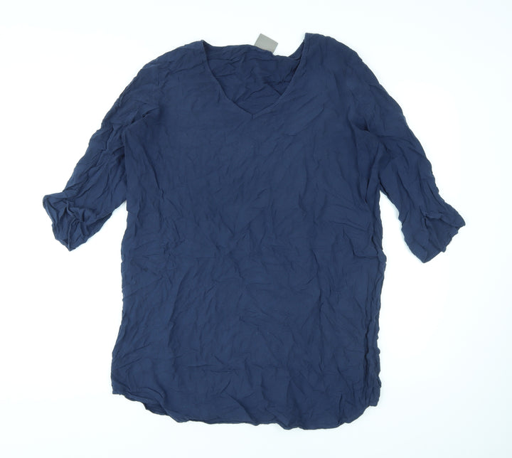 VERO MODA Womens Black Viscose Basic Blouse Size XL V-Neck