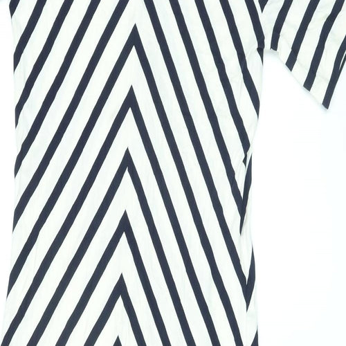 Classic Womens Ivory Geometric Viscose Maxi Size 12 V-Neck Pullover