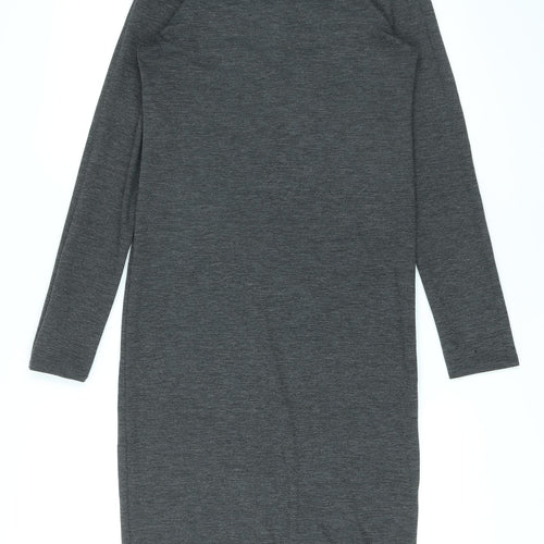 Zara Womens Grey Polyester Bodycon Size L Round Neck Pullover