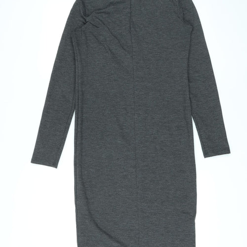 Zara Womens Grey Polyester Bodycon Size L Round Neck Pullover