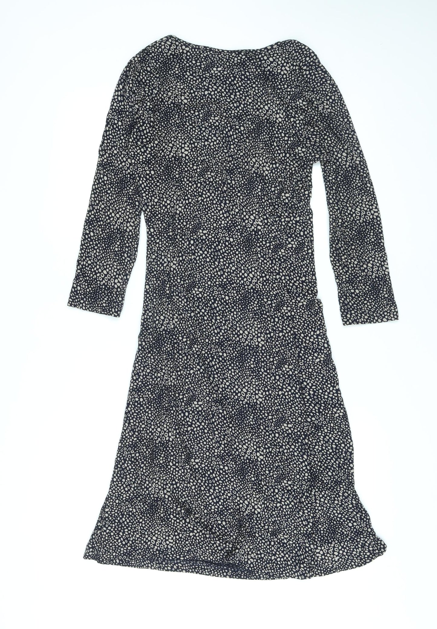 Adini Womens Black Geometric Viscose Wrap Dress Size XS V-Neck Pullover