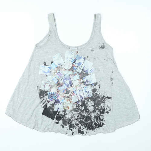 NMG Jeans Womens Grey Polyester Basic Tank Size S Scoop Neck - Photo Prints
