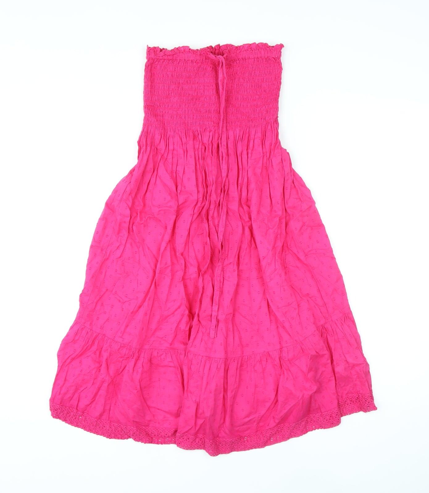 Marks and Spencer Womens Pink Polka Dot Cotton A-Line Size S Off the Shoulder Pullover