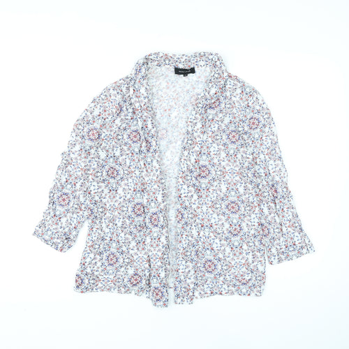 New Look Womens White V-Neck Floral Viscose Cardigan Jumper Size 12