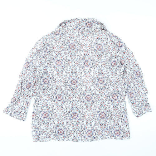 New Look Womens White V-Neck Floral Viscose Cardigan Jumper Size 12