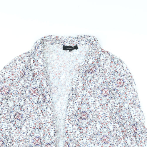 New Look Womens White V-Neck Floral Viscose Cardigan Jumper Size 12