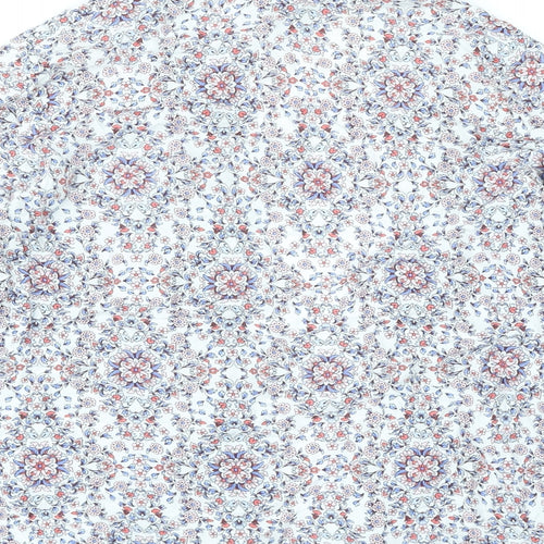 New Look Womens White V-Neck Floral Viscose Cardigan Jumper Size 12