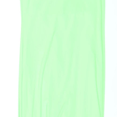 PRETTYLITTLETHING Womens Green Polyester Bodycon Size 10 Square Neck Pullover - Ruched