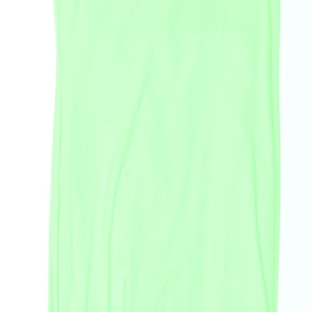 PRETTYLITTLETHING Womens Green Polyester Bodycon Size 10 Square Neck Pullover - Ruched