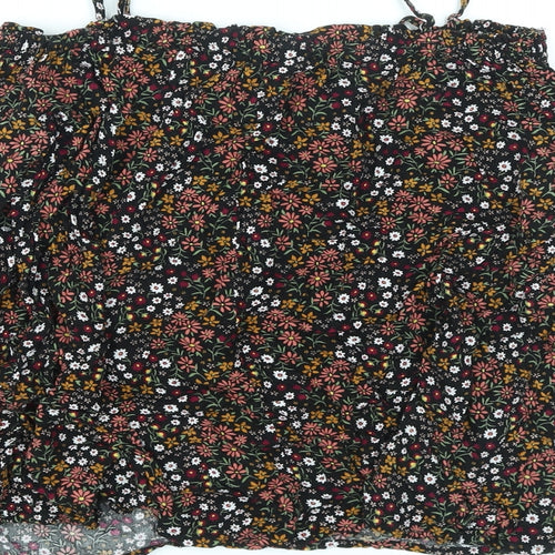 FOREVER 21 Womens Black Floral Polyester Basic Blouse Size XL Off the Shoulder - Cold Shoulder