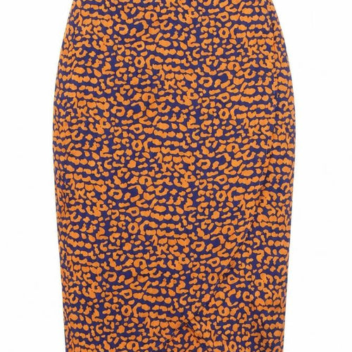 Boohoo Womens Orange Animal Print Polyester Wrap Skirt Size 6 Tie - Leopard Print