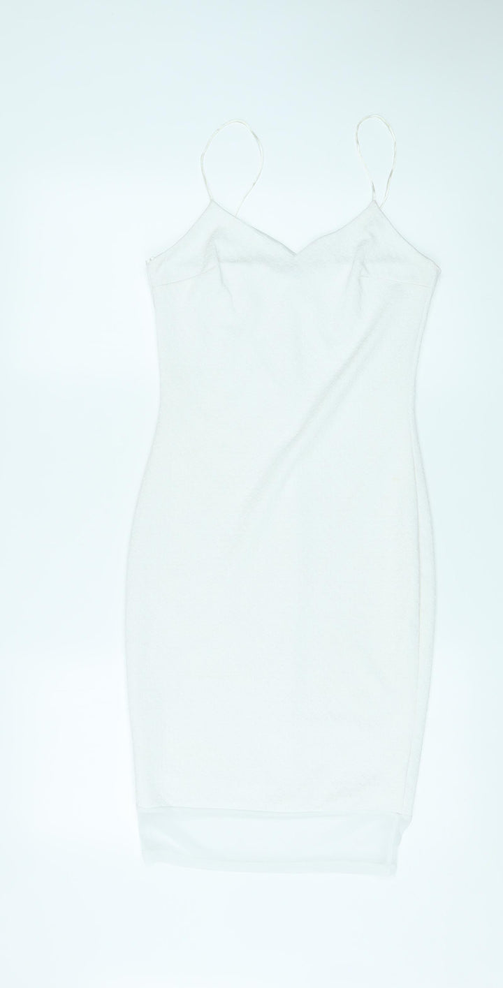 River Island Womens White Polyester Bodycon Size 8 V-Neck Pullover