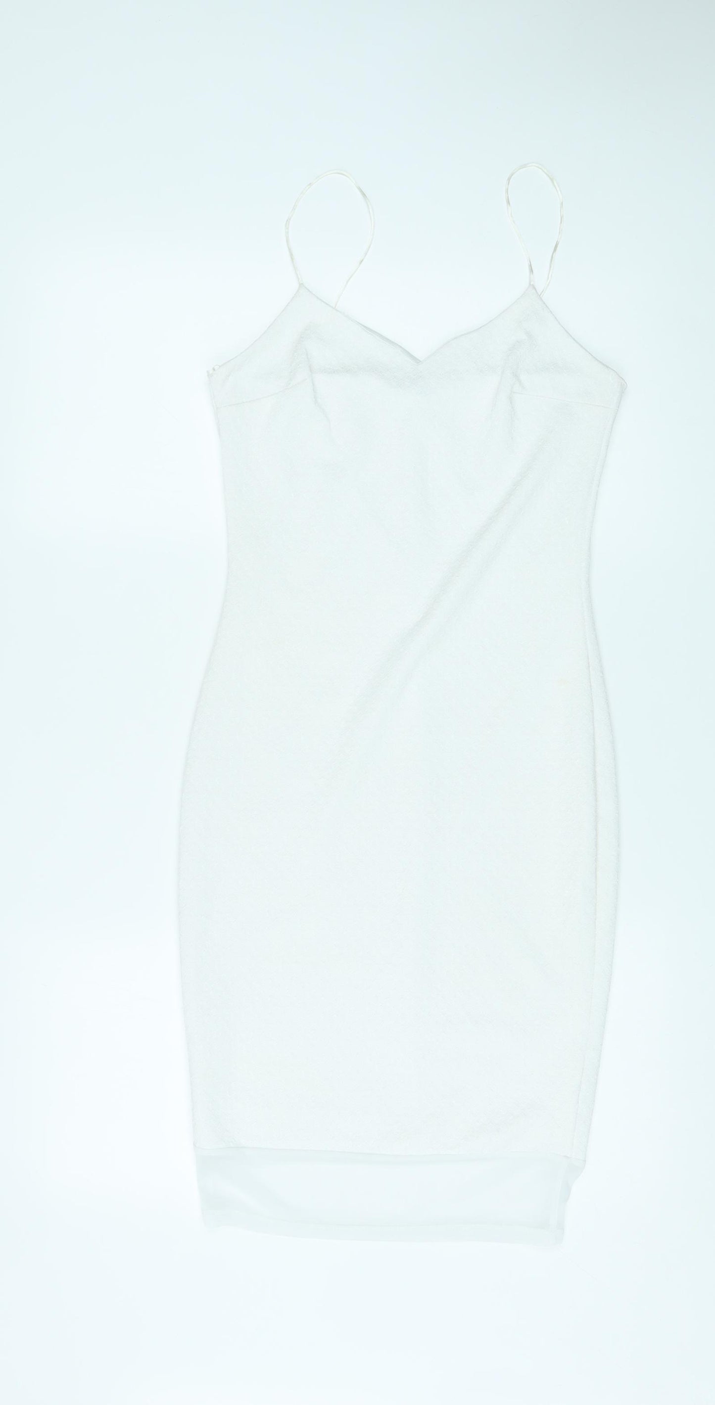 River Island Womens White Polyester Bodycon Size 8 V-Neck Pullover