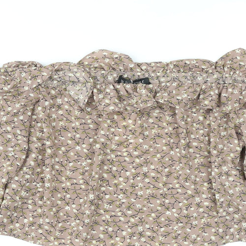 In the Style Womens Pink Floral Polyester Basic Blouse Size 16 Off the Shoulder - Frills