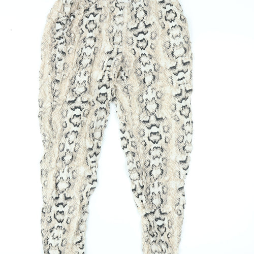Divided by H&M Womens Beige Animal Print Viscose Trousers Size 10 L23 in Regular - Snake Skin Print