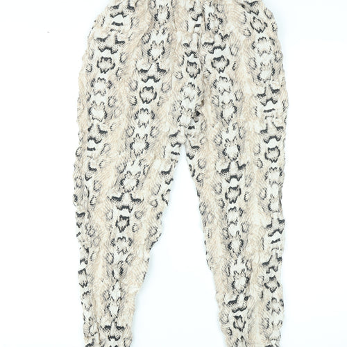 Divided by H&M Womens Beige Animal Print Viscose Trousers Size 10 L23 in Regular - Snake Skin Print