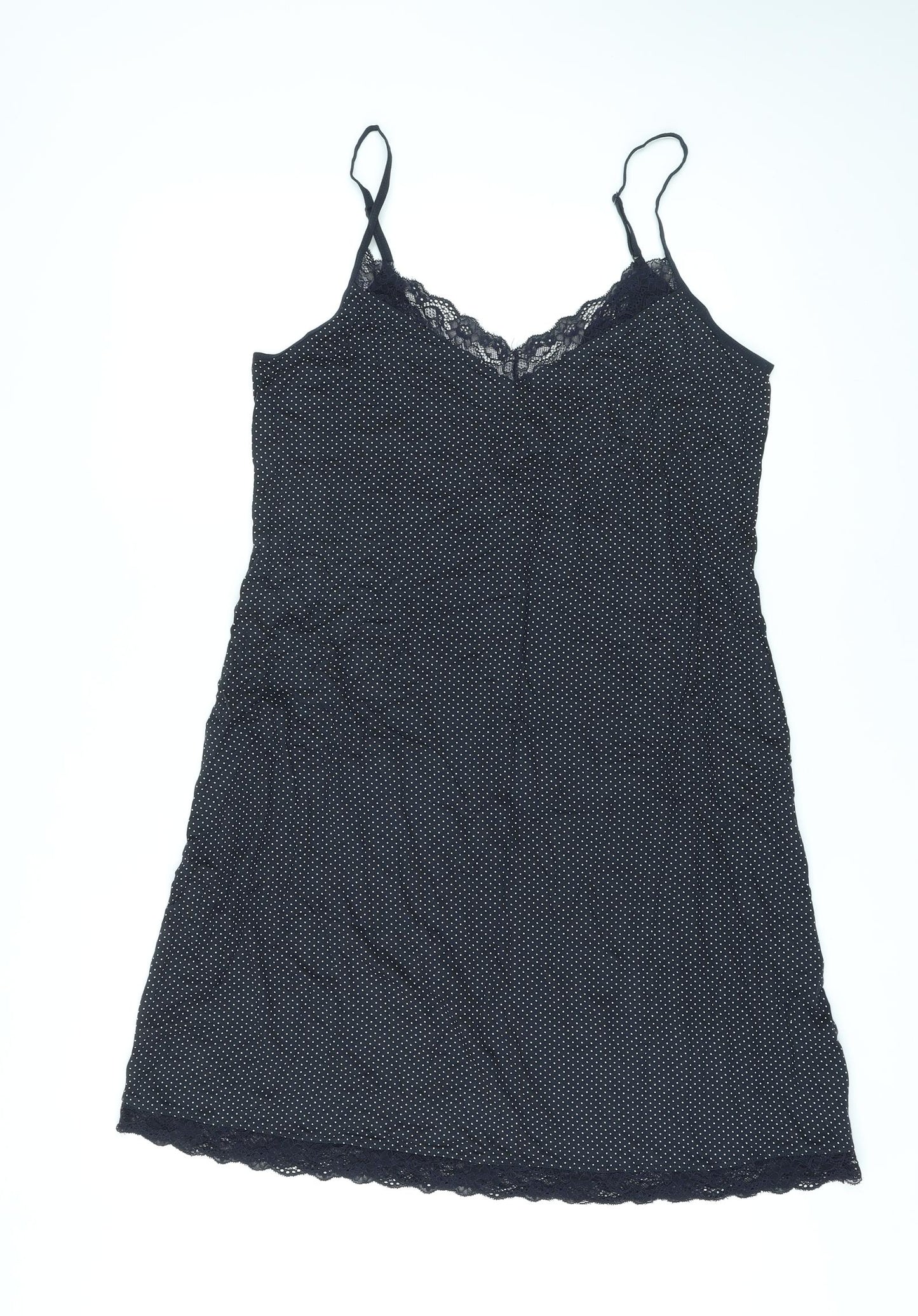 The White Company Womens Black Polka Dot Modal Cami One Piece Size L