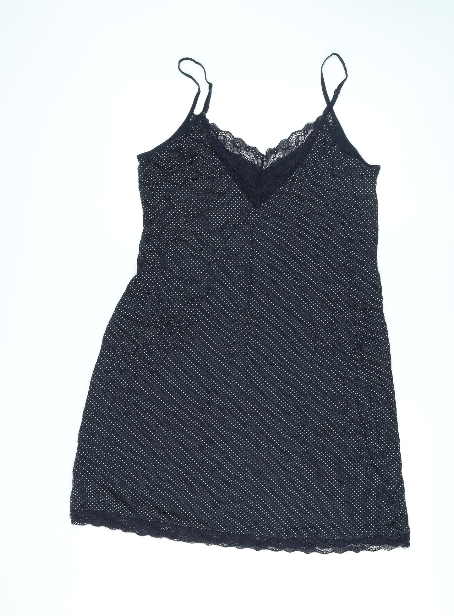 The White Company Womens Black Polka Dot Modal Cami One Piece Size L