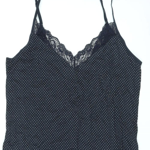 The White Company Womens Black Polka Dot Modal Cami One Piece Size L