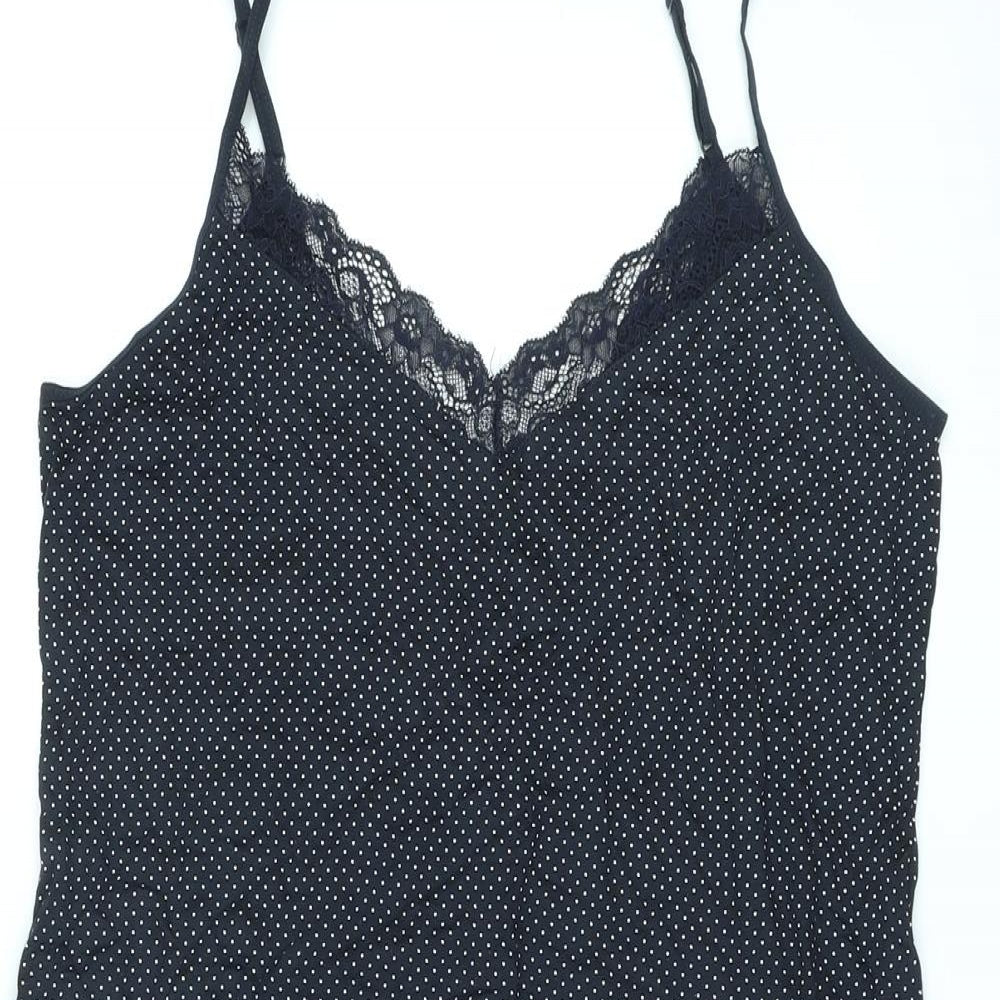 The White Company Womens Black Polka Dot Modal Cami One Piece Size L