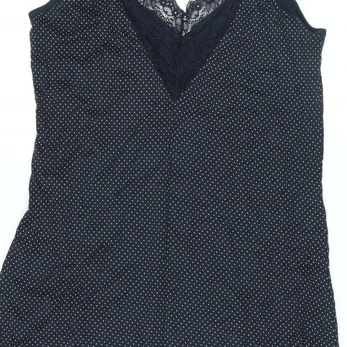 The White Company Womens Black Polka Dot Modal Cami One Piece Size L