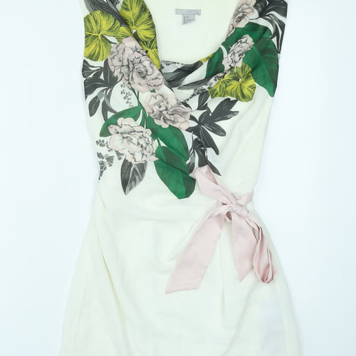 H&M Womens Multicoloured Floral Polyester Basic Tank Size 4 Cowl Neck