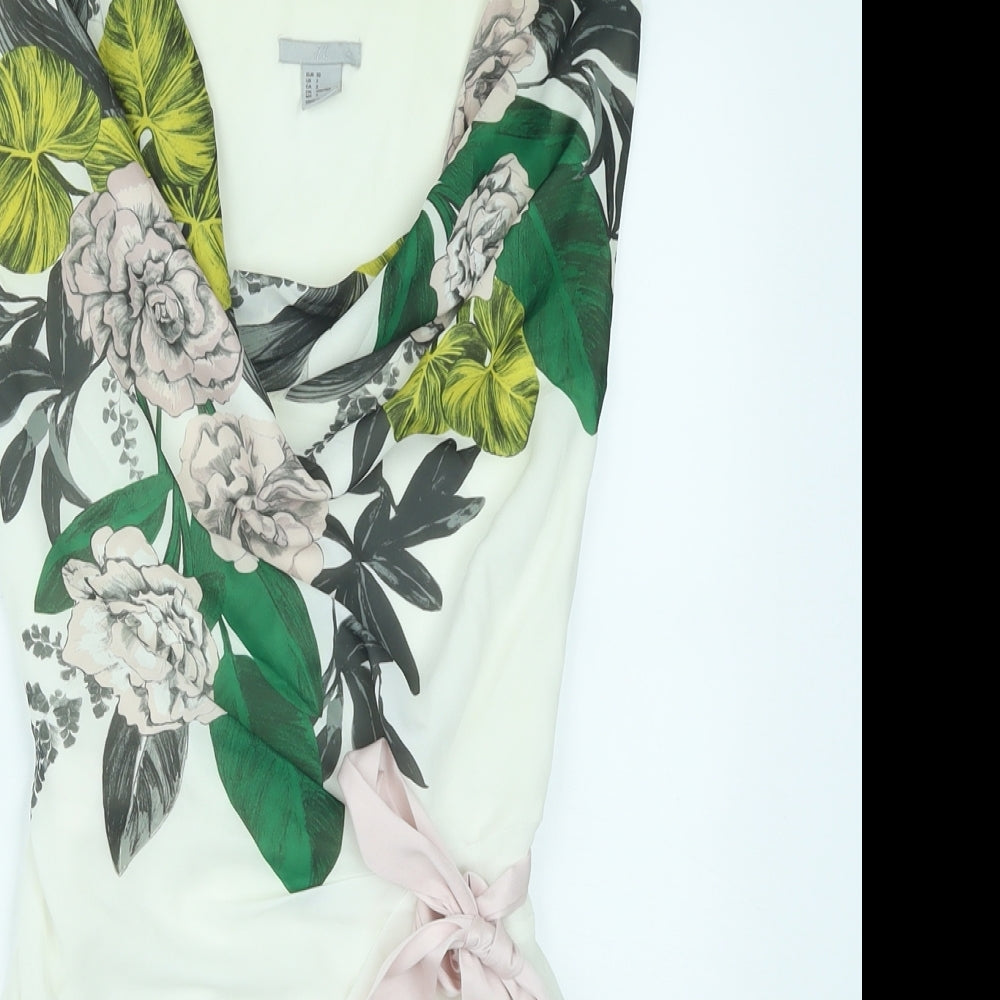 H&M Womens Multicoloured Floral Polyester Basic Tank Size 4 Cowl Neck