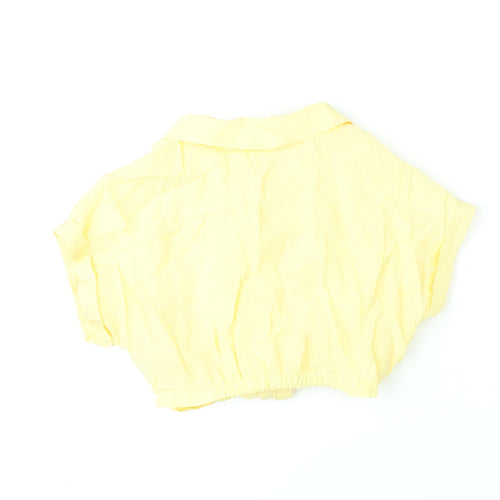 Zara Girls Yellow Modal Cropped Button-Up Size 6-7 Years Collared Button