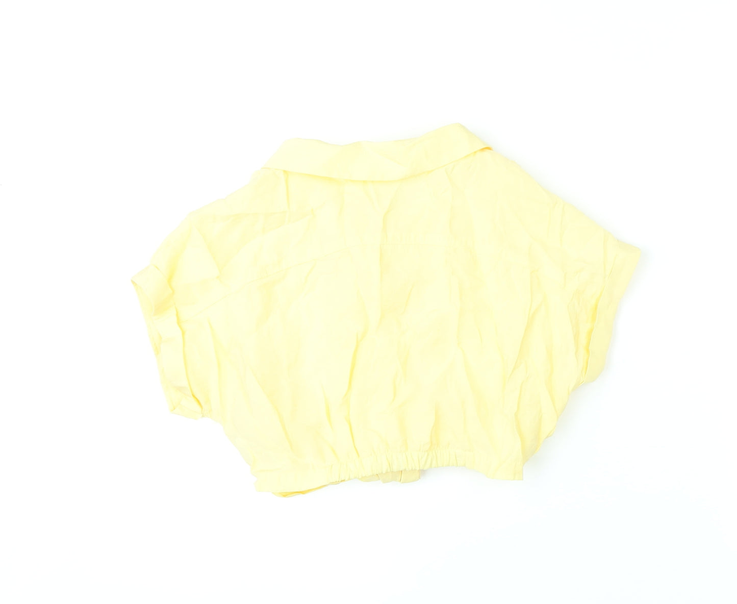 Zara Girls Yellow Modal Cropped Button-Up Size 6-7 Years Collared Button