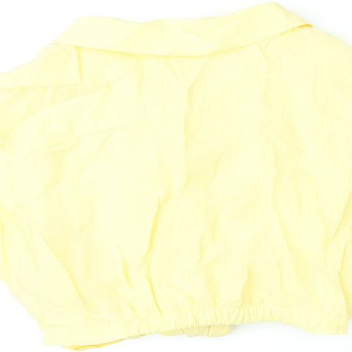 Zara Girls Yellow Modal Cropped Button-Up Size 6-7 Years Collared Button