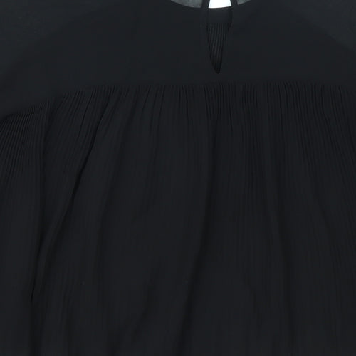 Topshop Womens Black Polyester Basic Blouse Size 8 Round Neck